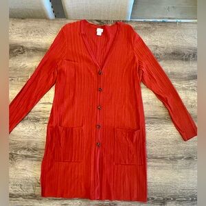Chico’s Burnt Orange Long Button-Up Cardigan - Sz. 2 - Only Worn Once